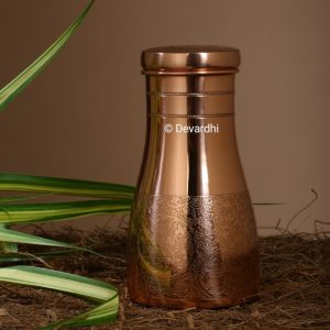 embossed copper jar, amrutam jar