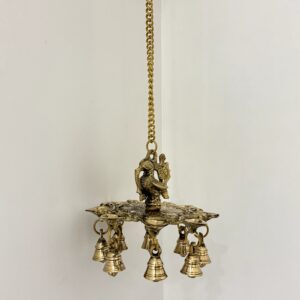 Umangam - Brass Peacock Wall Hanging Diya with bells