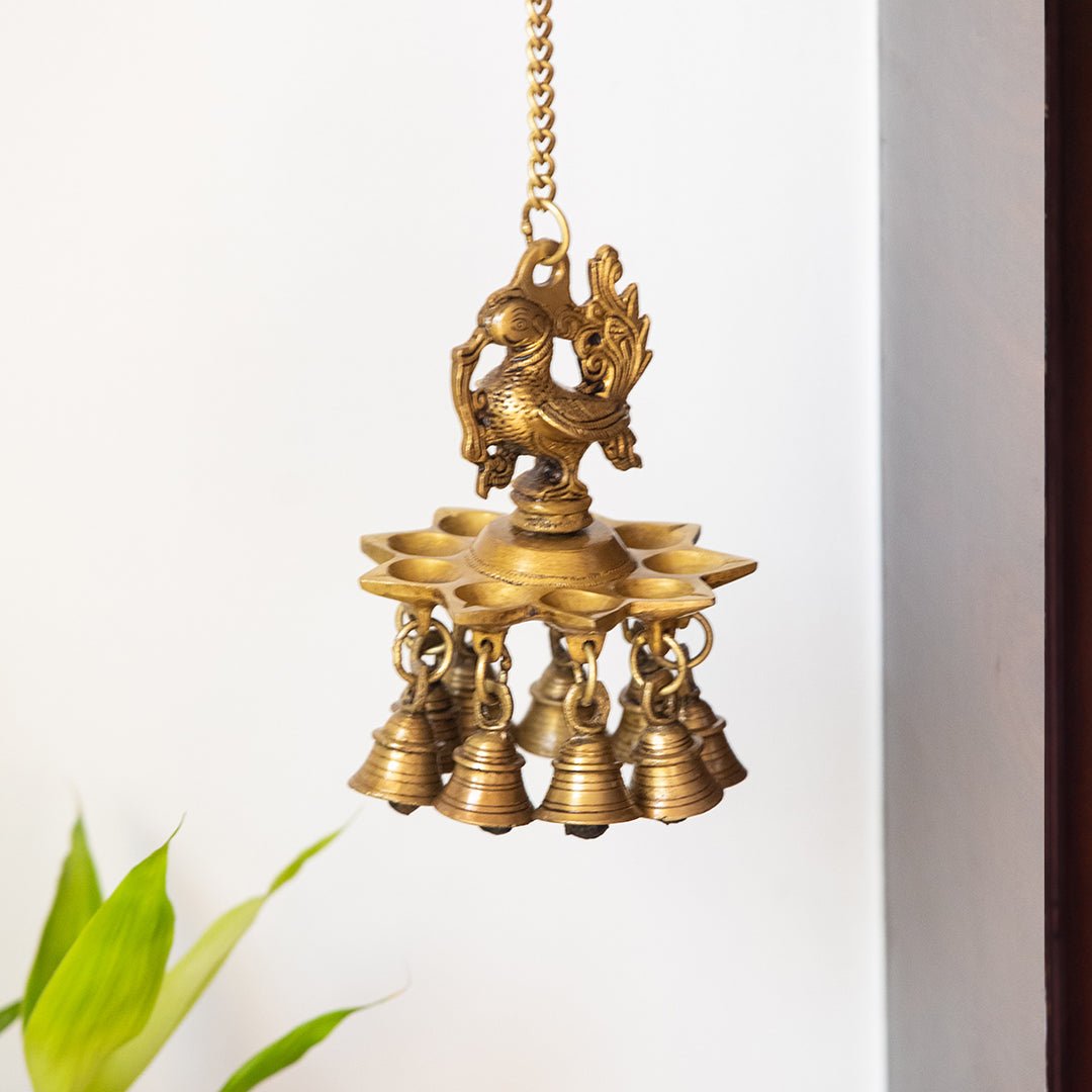 Peacock Brass Hanging Bell (Single)