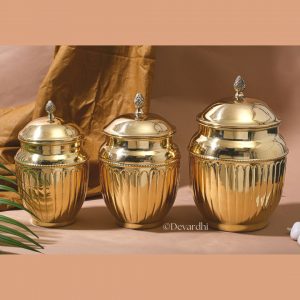 brass canisters Brass container set, swarnam, brass jars, brass storage cans, cookies jar, devardhi