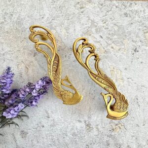 brass door handle, brass peacock design door handle, royal look door handle, wadrobe handles