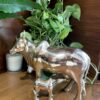 GOURI :- Brass Cow and Calf piggy Bank - Image 2
