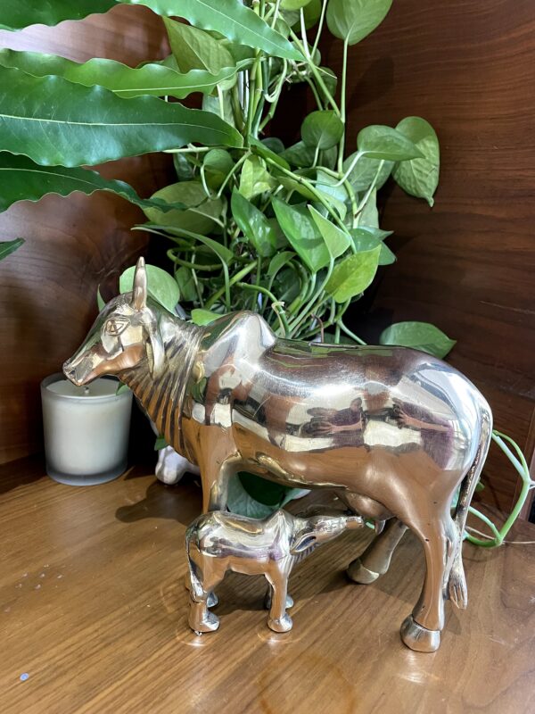 GOURI :- Brass Cow and Calf piggy Bank