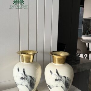 Horse Design Brass Flower Vase