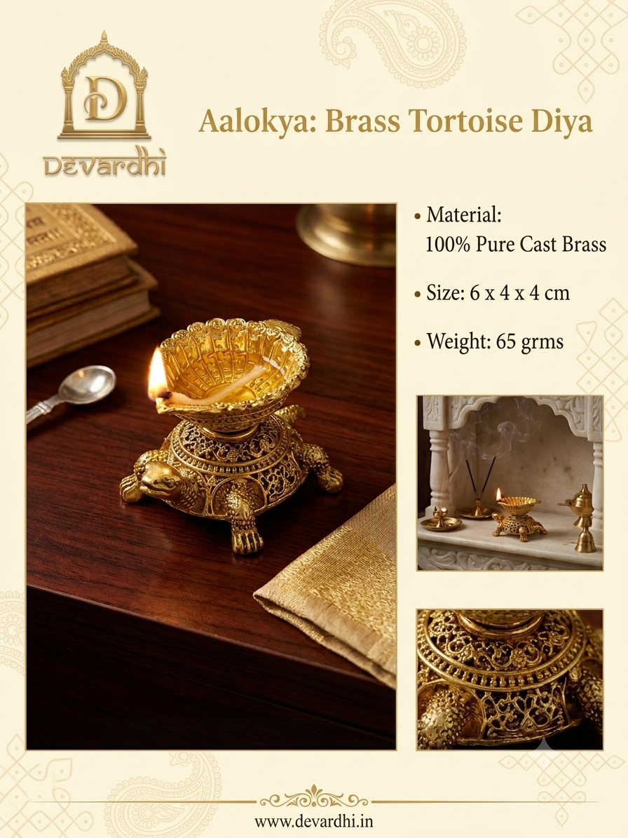 Aalokya - Brass Tortoise Diya - Image 3