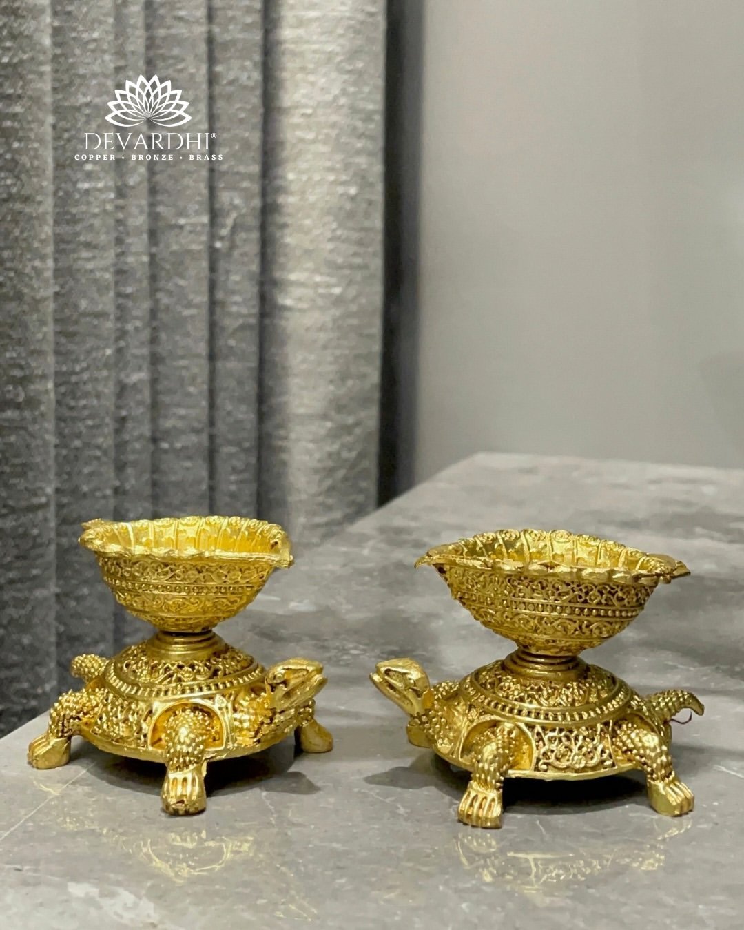 Aalokya - Brass Tortoise Diya - Image 2